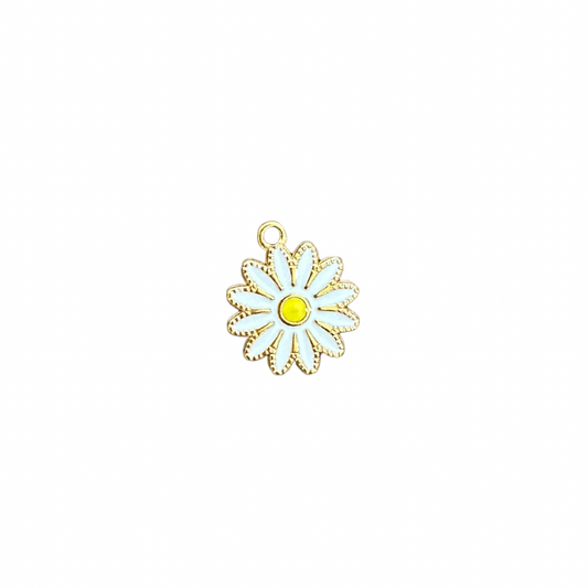 dainty charm in a daisy shape with gold plating for charm necklace or charm bracelet.